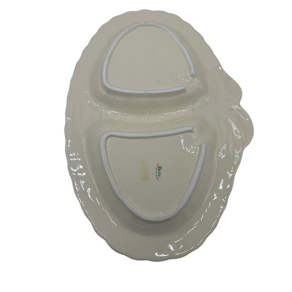 Palm Tree Stoneware Divided Platter Dish by Pacific 15" box 3D - Picture 3 of 13